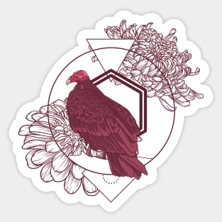 Floral Turkey Vulture Sticker